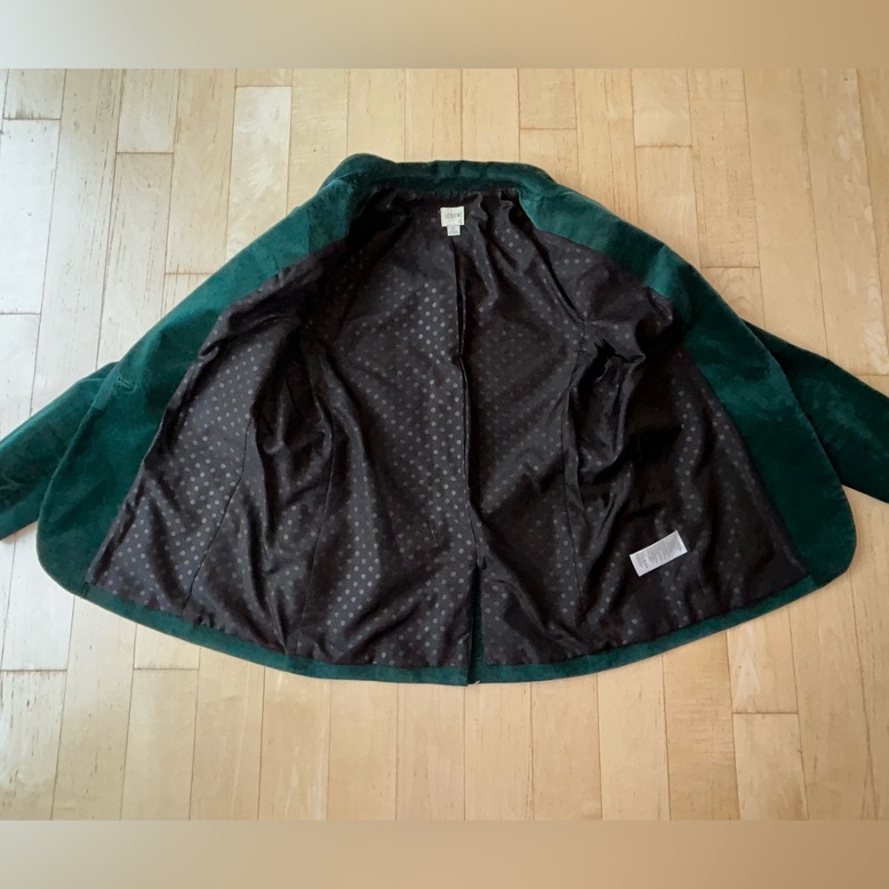J. Crew Women’s Velvet One-Button Blazer Old Forest Green Style BU281 Size 8 EUC - Picture 9 of 16